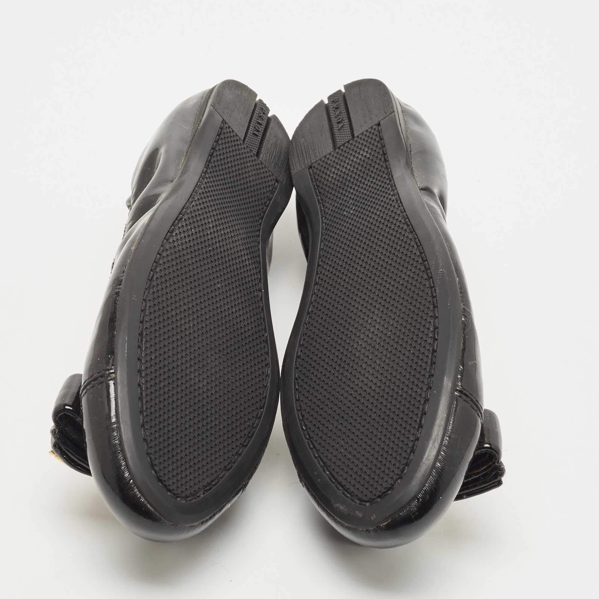 Prada Black Patent Leather Bow Detail Ballet Flats Size 36.5 2