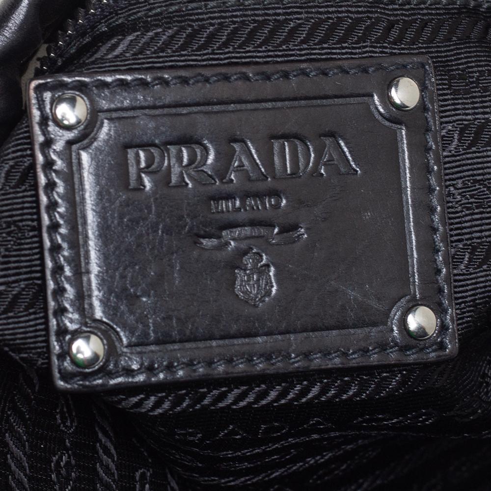Prada Black Patent Leather Braided Handle Hobo 2