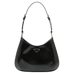 Used Prada Black Patent Leather Cleo Shoulder Bag