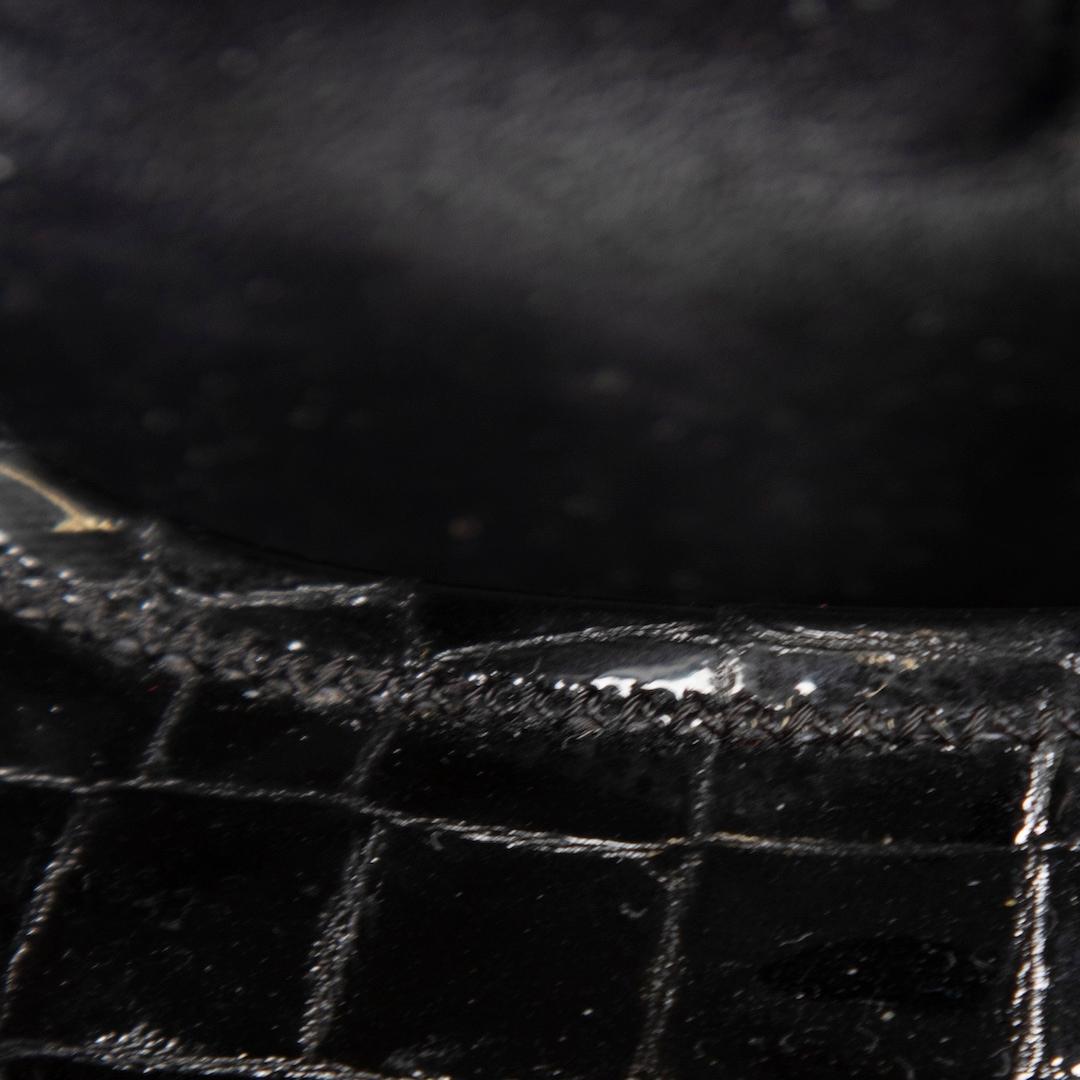 Prada Black Patent Leather Croc Embossed Pumps Size IT 37 For Sale 1