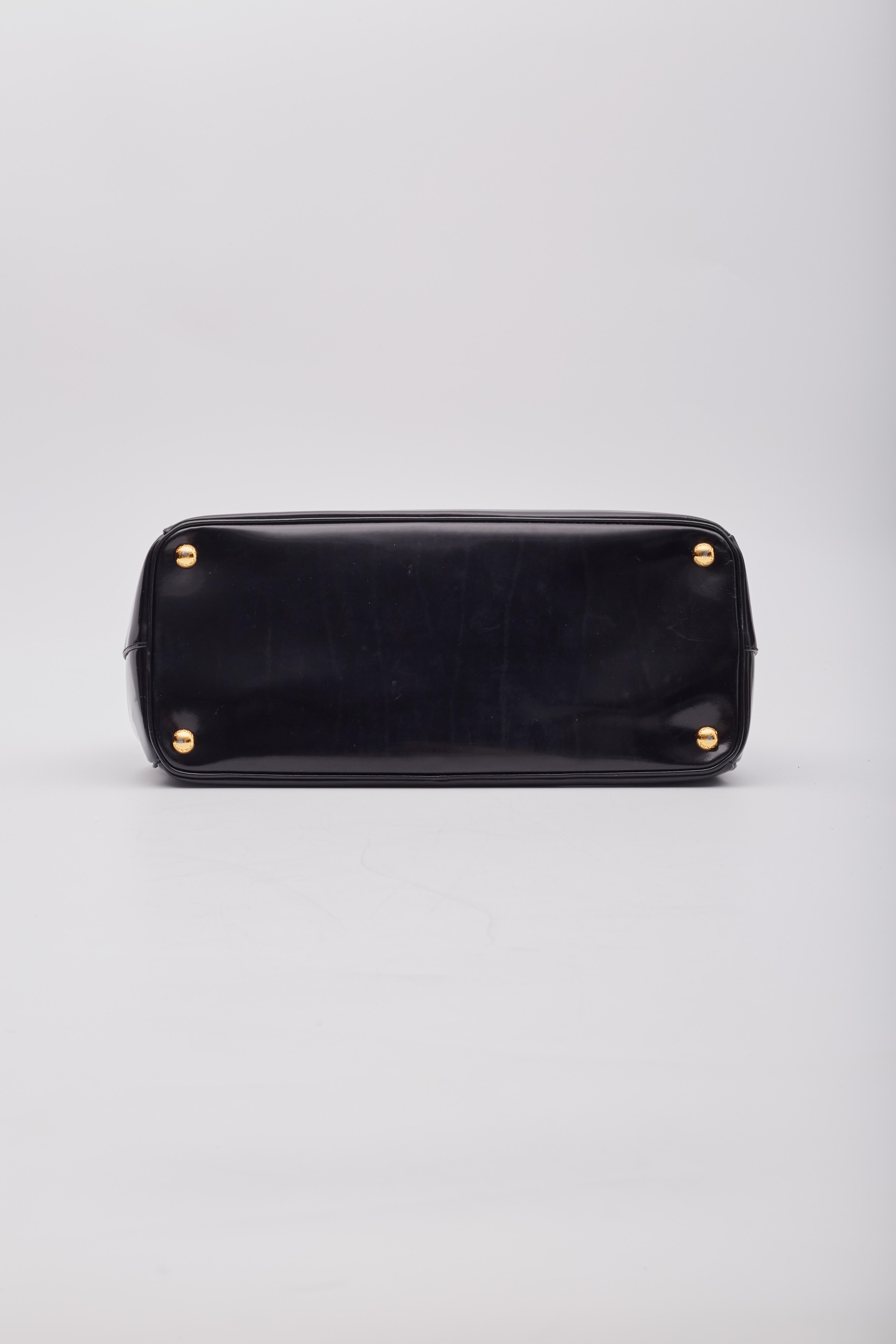 Prada Black Patent Leather Galleria Tote Bag For Sale 4