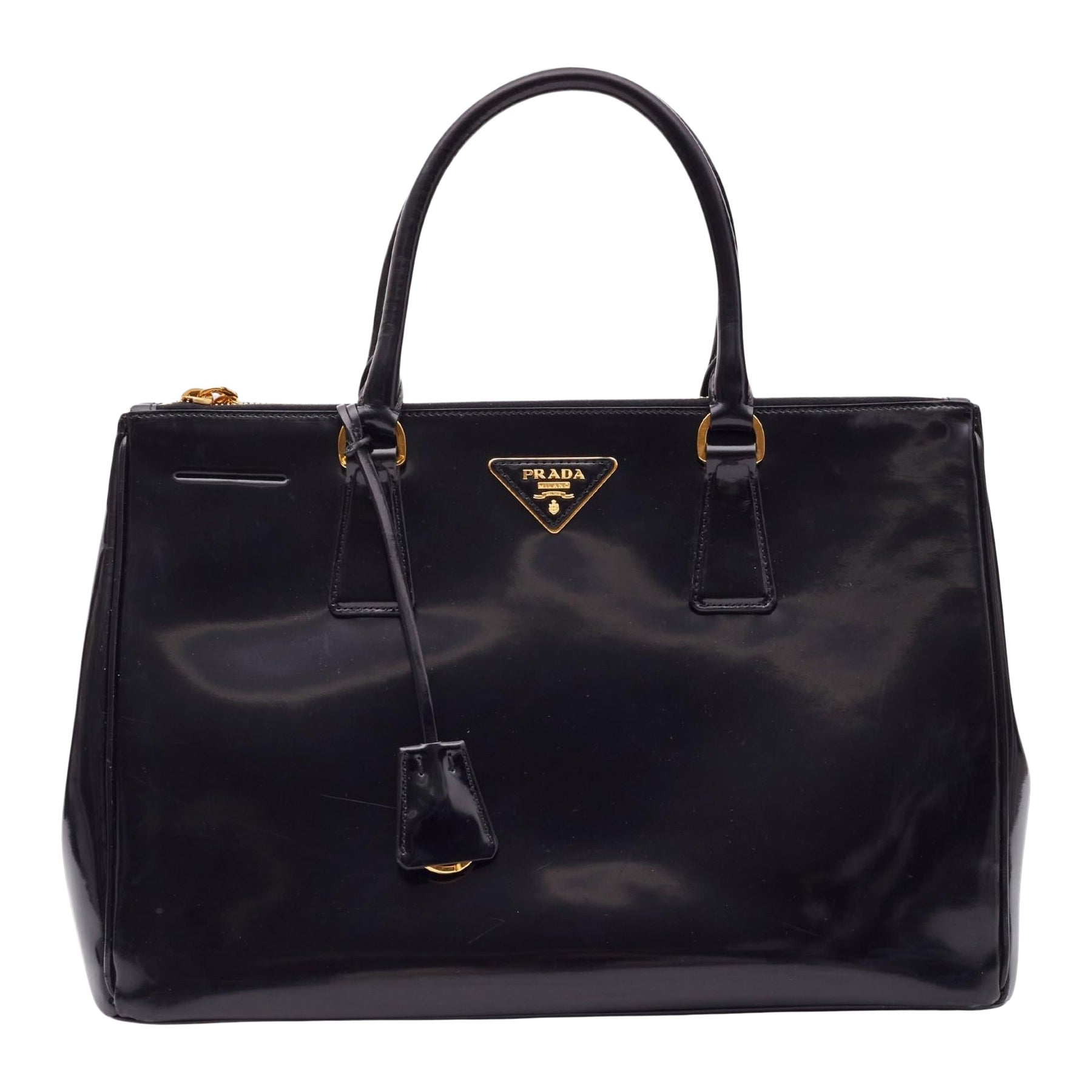 Prada Black Patent Leather Galleria Tote Bag