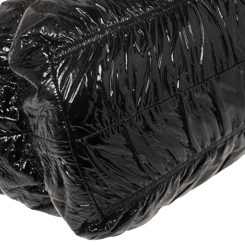 Prada Black Patent Leather Gathered Tote 4