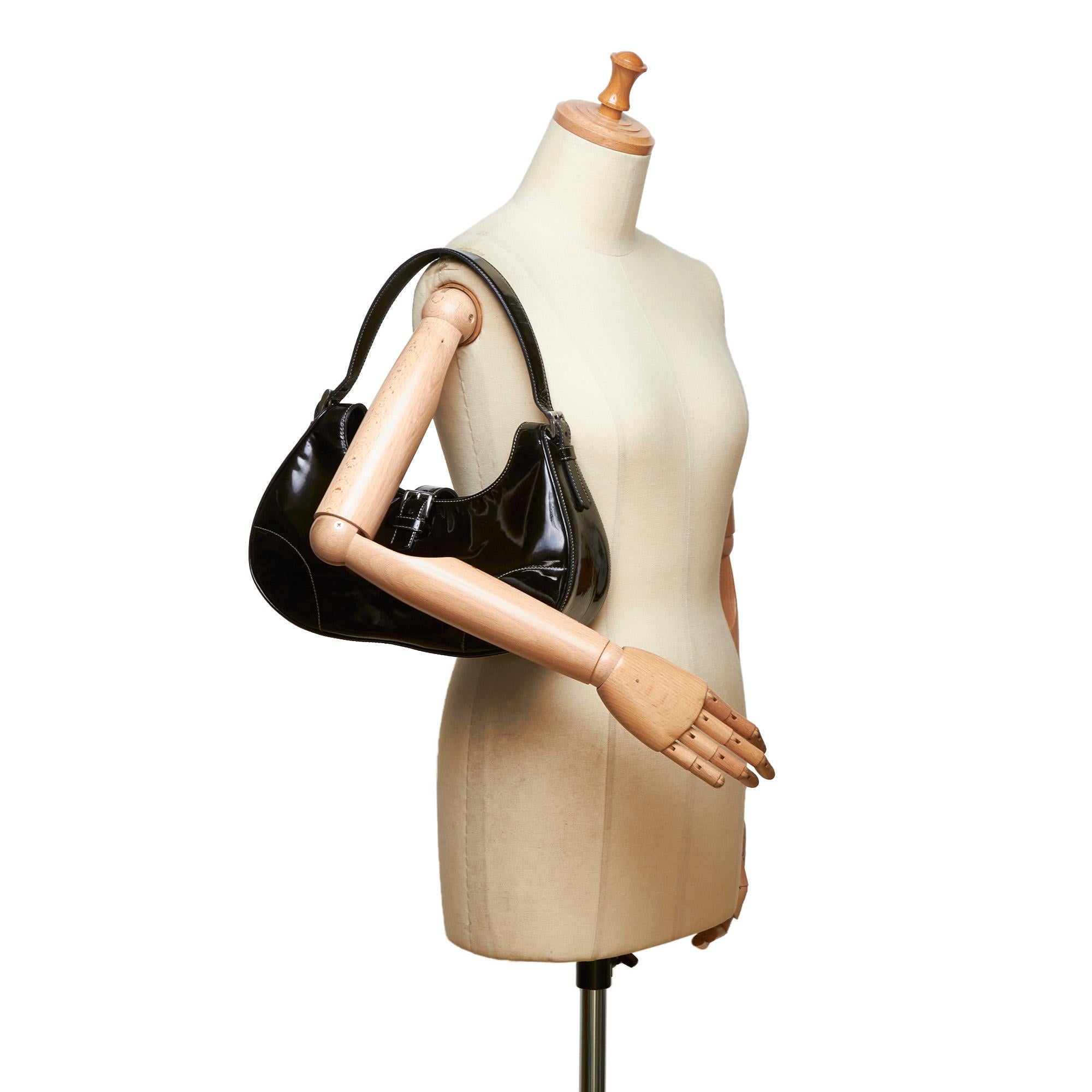 Prada Black Patent Leather Hobo Bag 3