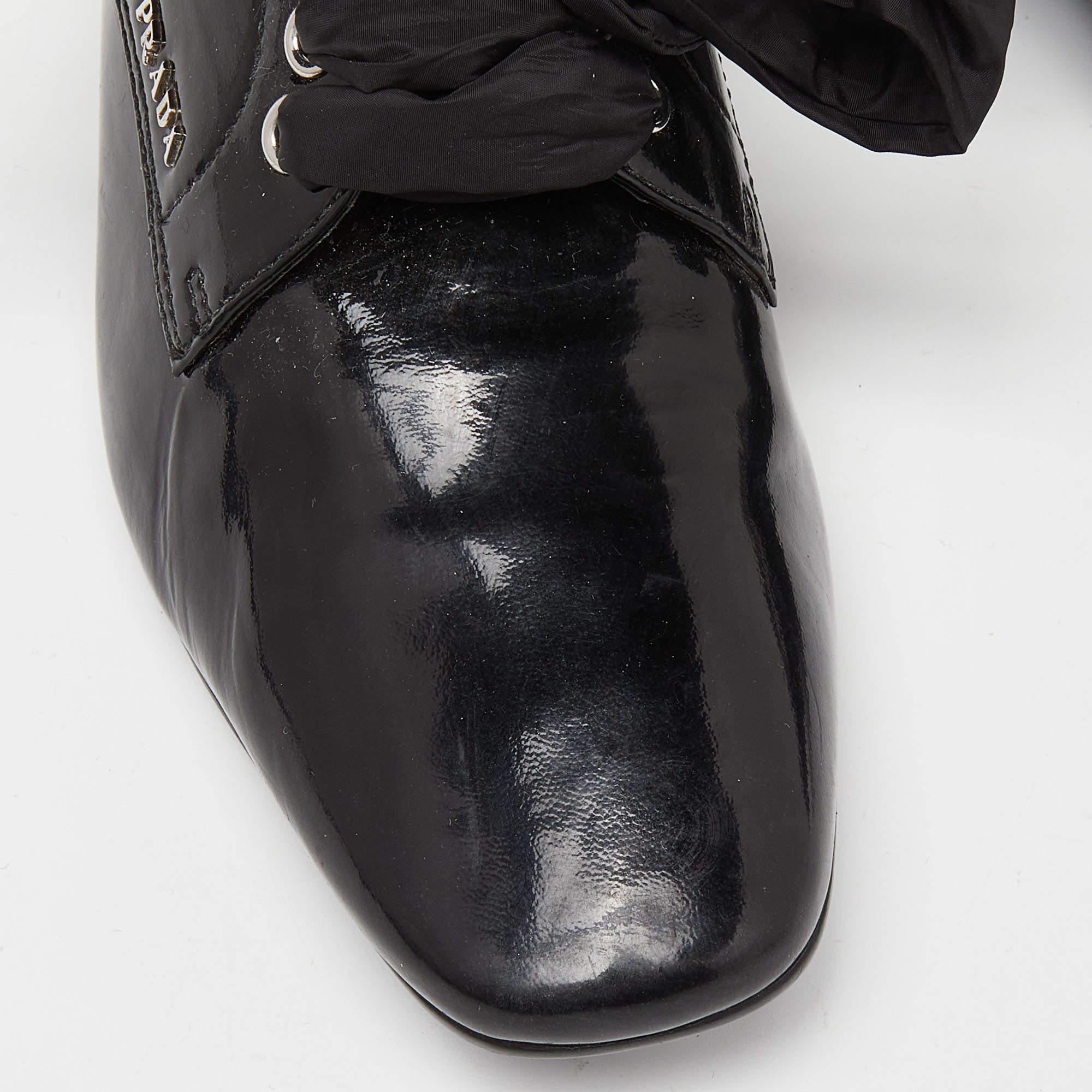 Prada Black Patent Leather Lace Up Derby Size 37 4