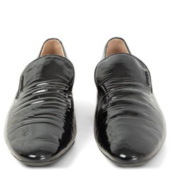 PRADA black patent leather Loafers Shoes 39.5