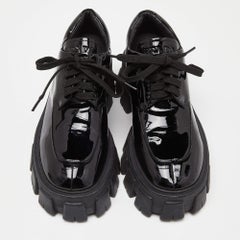 Prada Black Patent Leather Monolith Platform Derby Sneakers Size 36