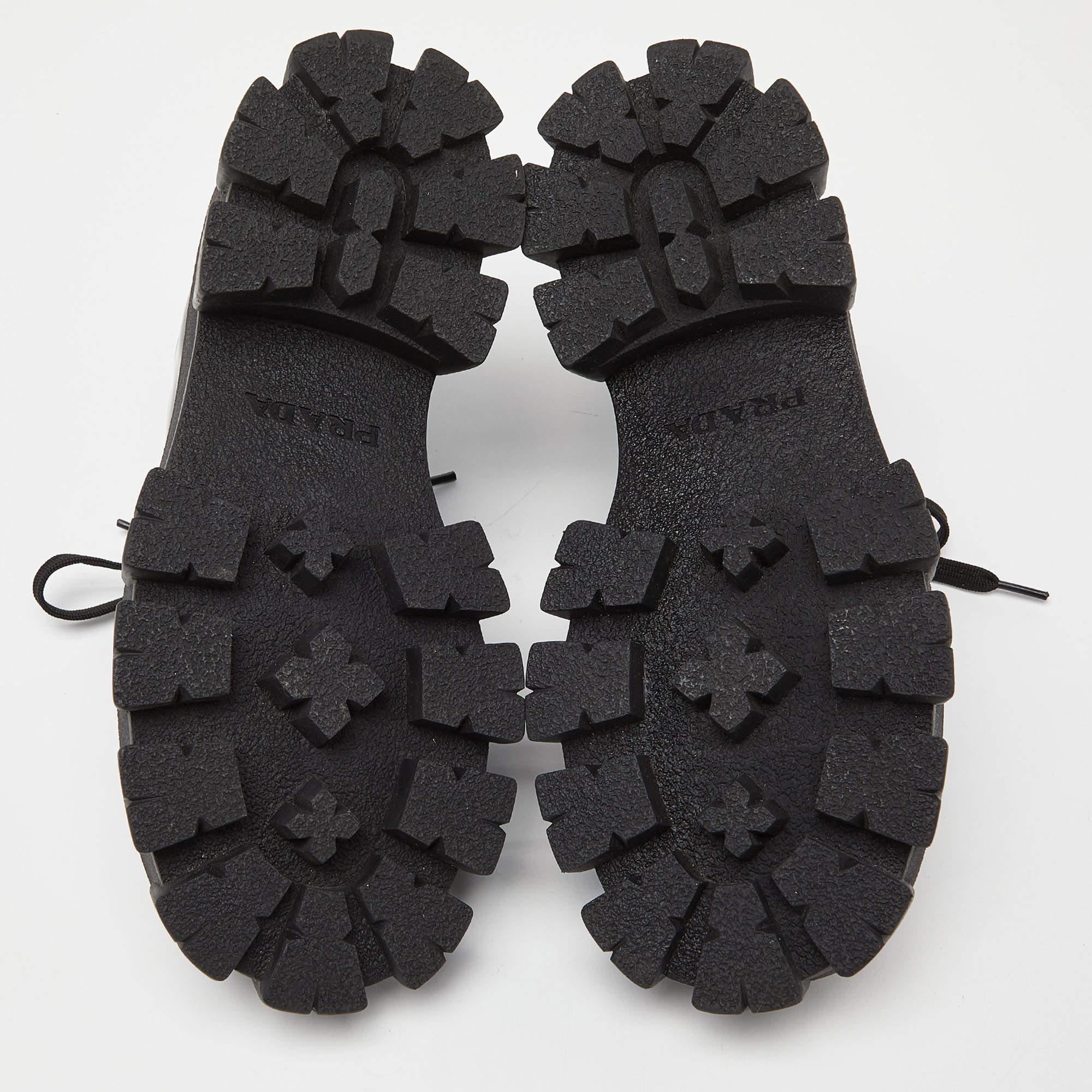 Prada Black Patent Leather Monolith Platform Derby Sneakers Size 36 4