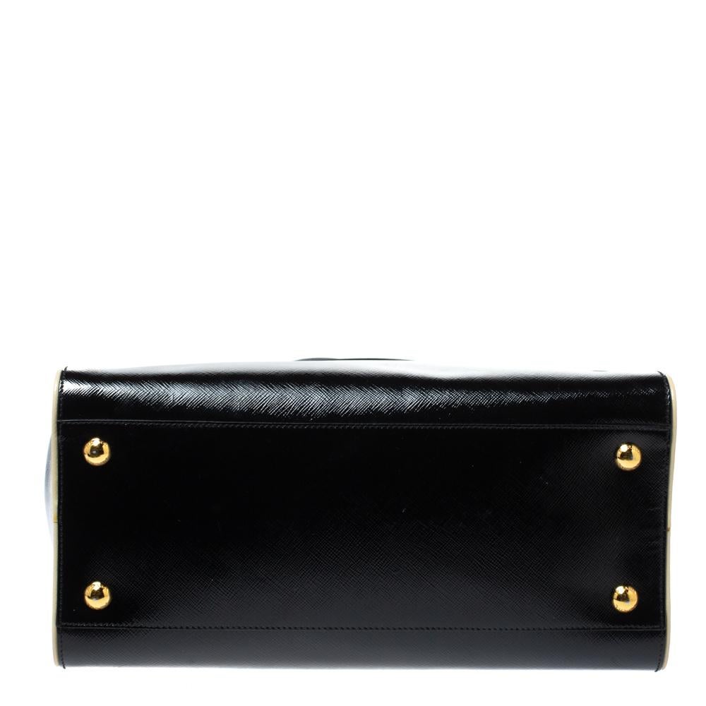 Women's Prada Black Patent Leather Open Satchel