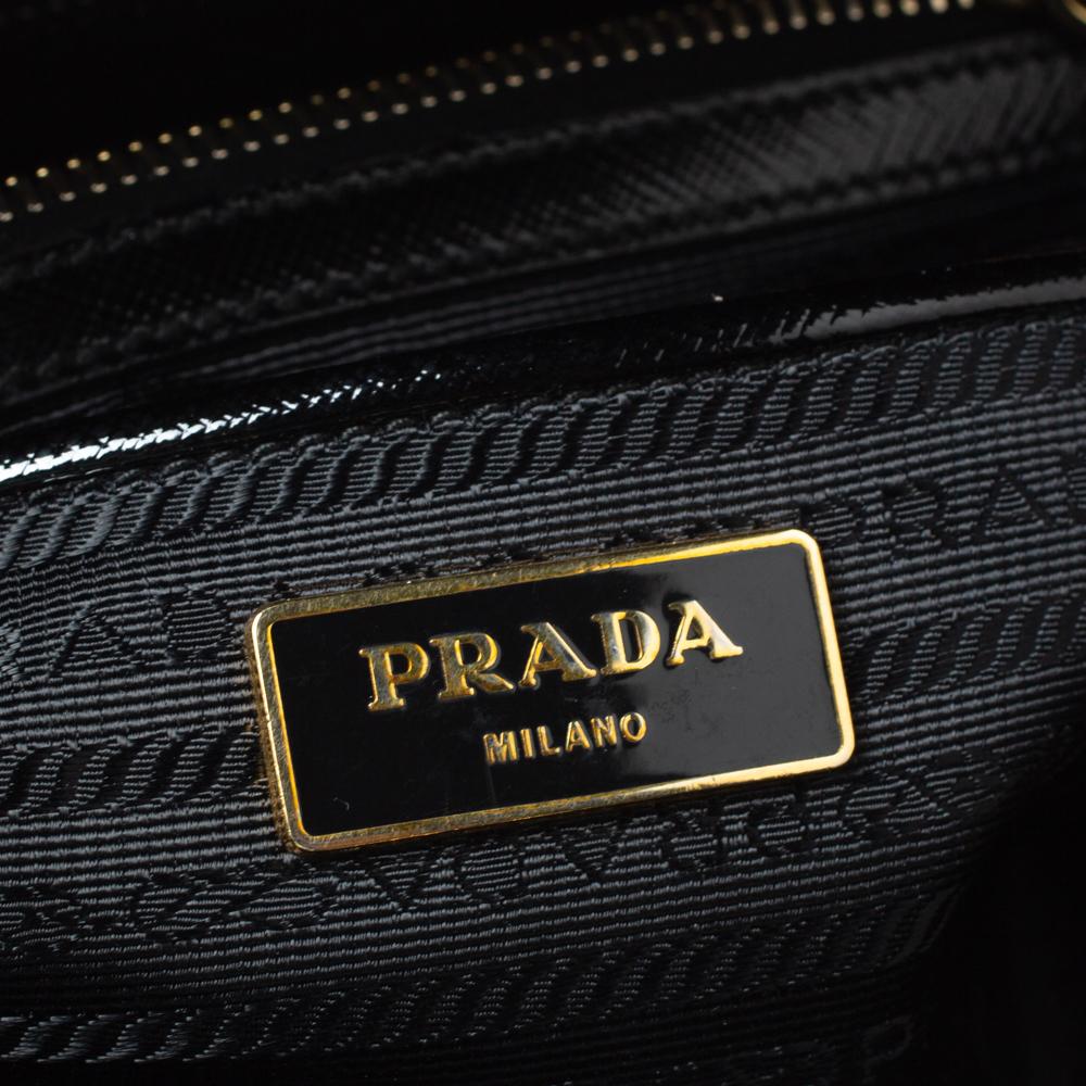 Prada Black Patent Leather Open Satchel 1