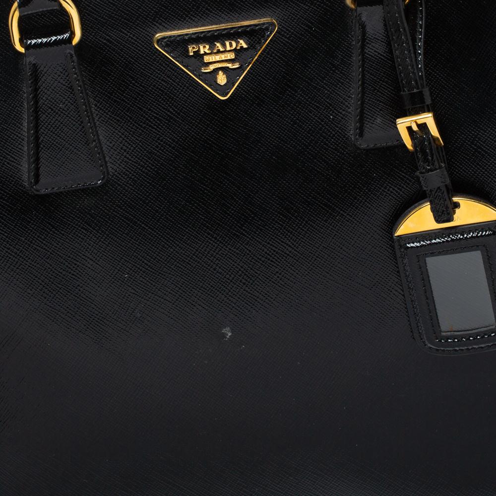 Prada Black Patent Leather Open Satchel 3