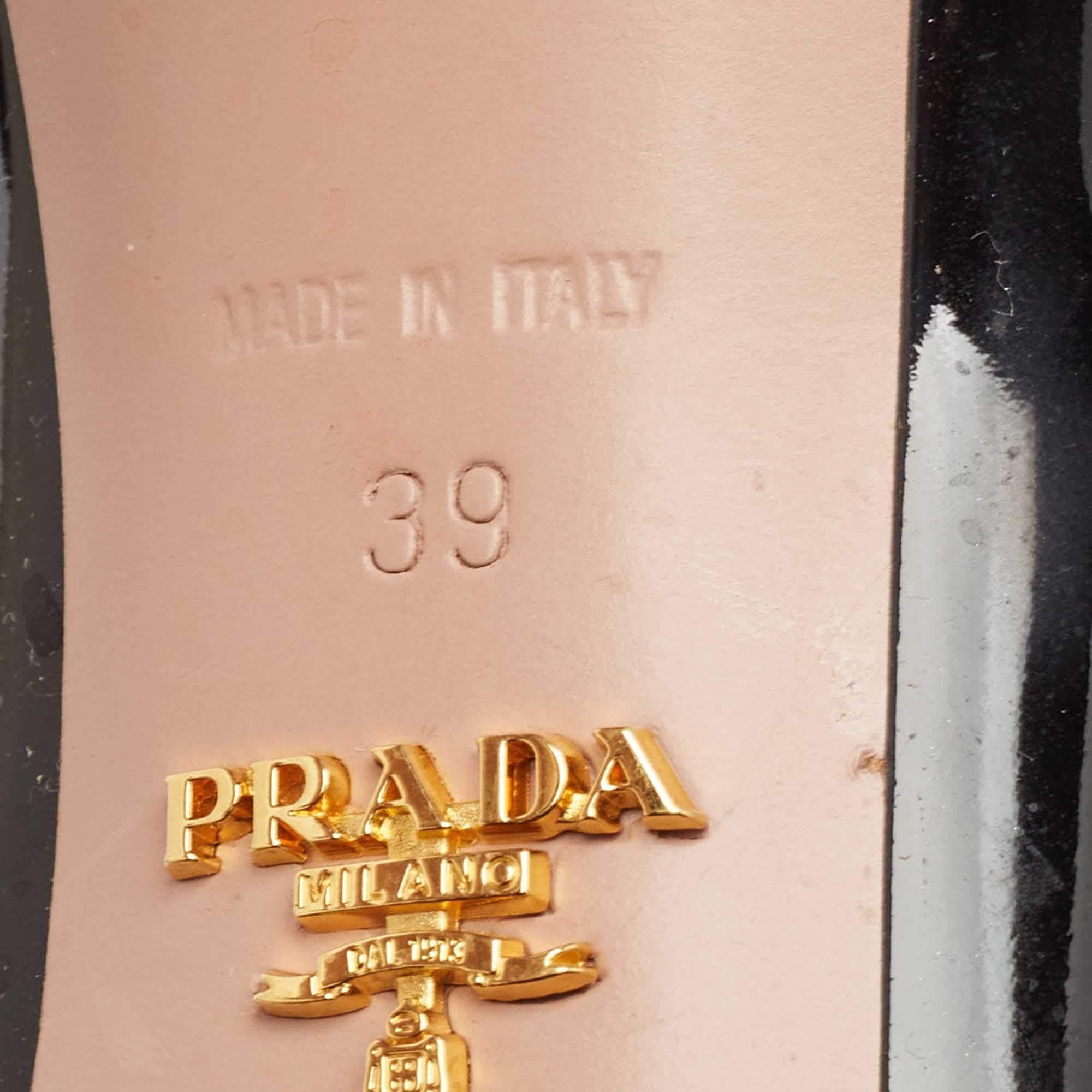 Prada Black Patent Leather Peep Toe Platform Pumps Size 39 4