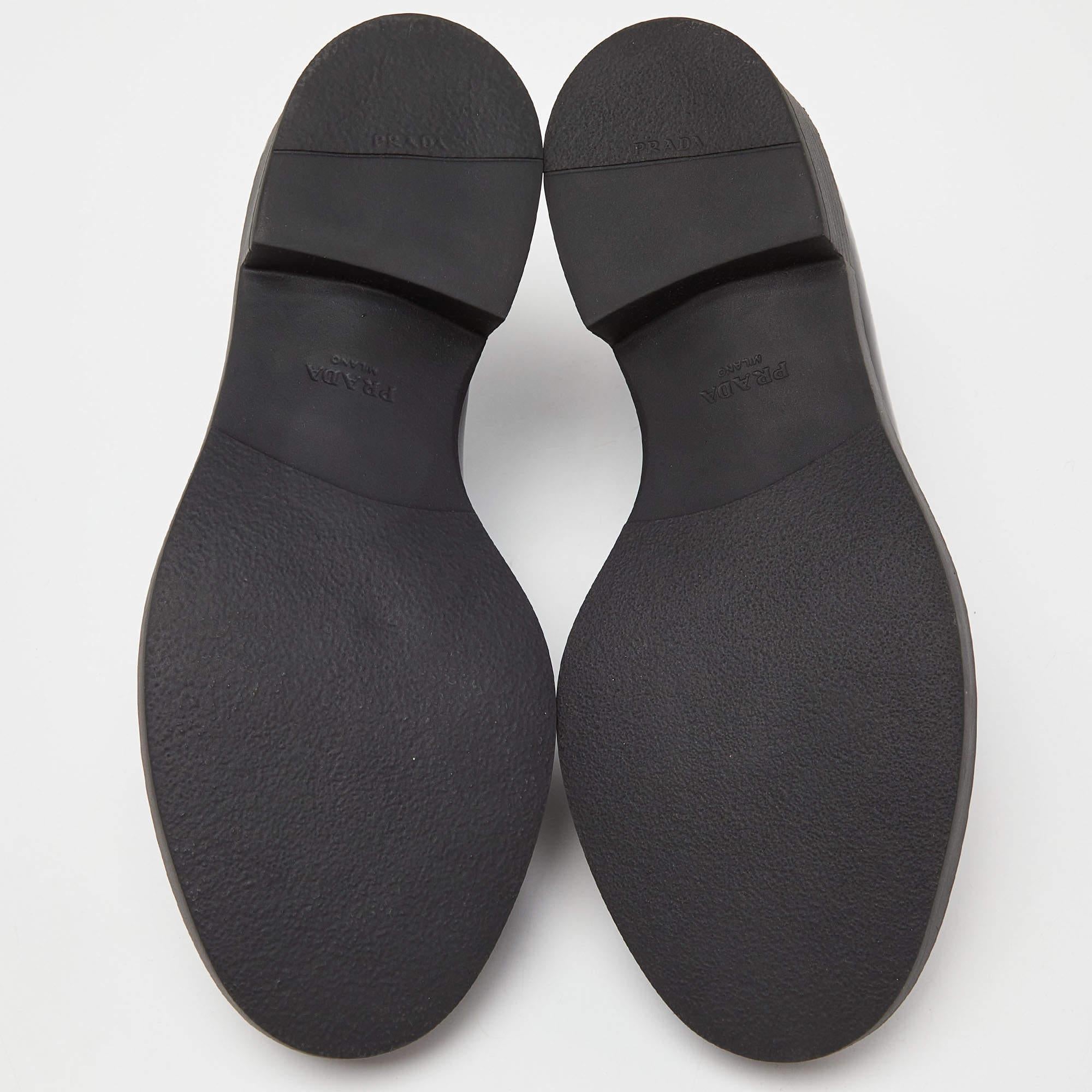 Prada Black Patent Leather Platform Loafers Size 36.5 4