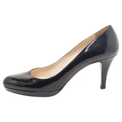 Prada Black Patent Leather Platform Pumps Size 40.5