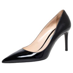 Prada Black Patent Leather Pointed Toe Pumps Size 39.5