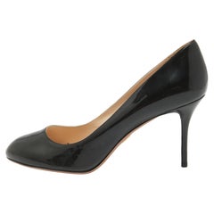 Prada Black Patent Leather Round Toe Pumps Size 42