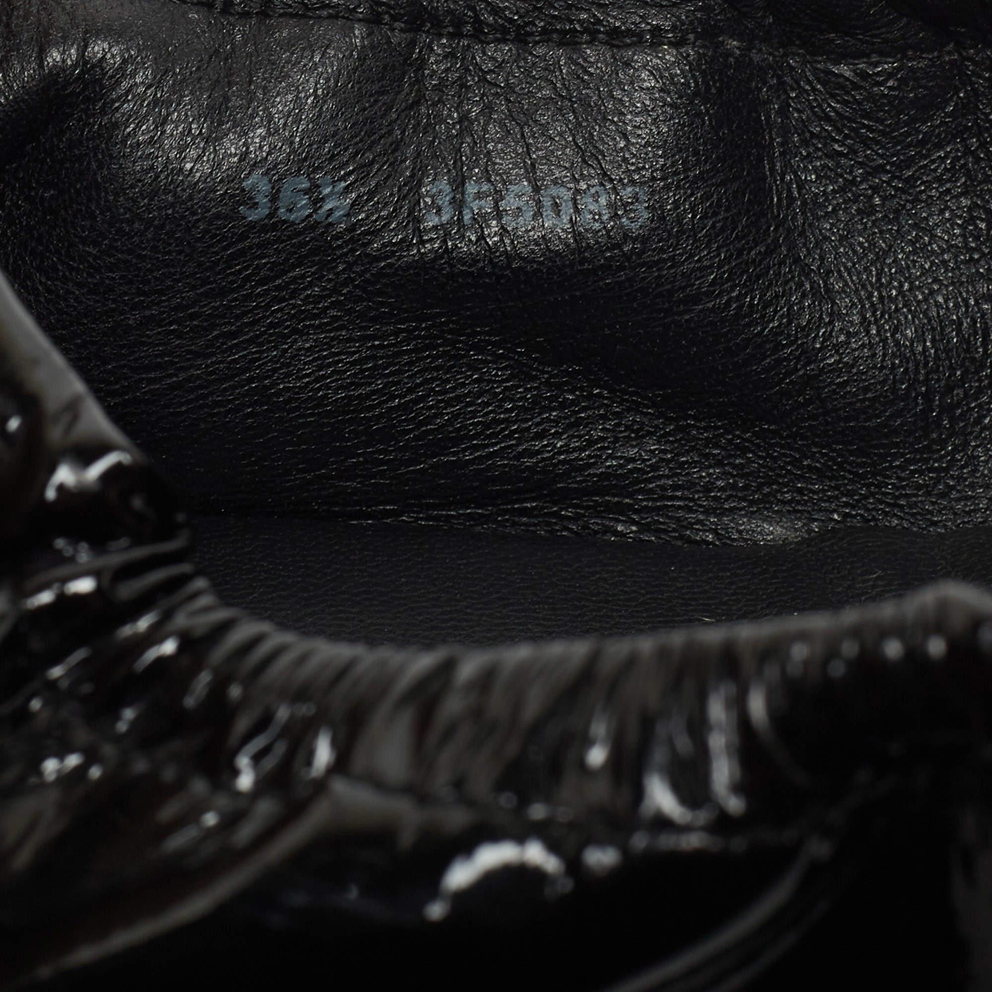 Women's Prada Black Patent Leather Scrunch Ballet Flats Size 36.5