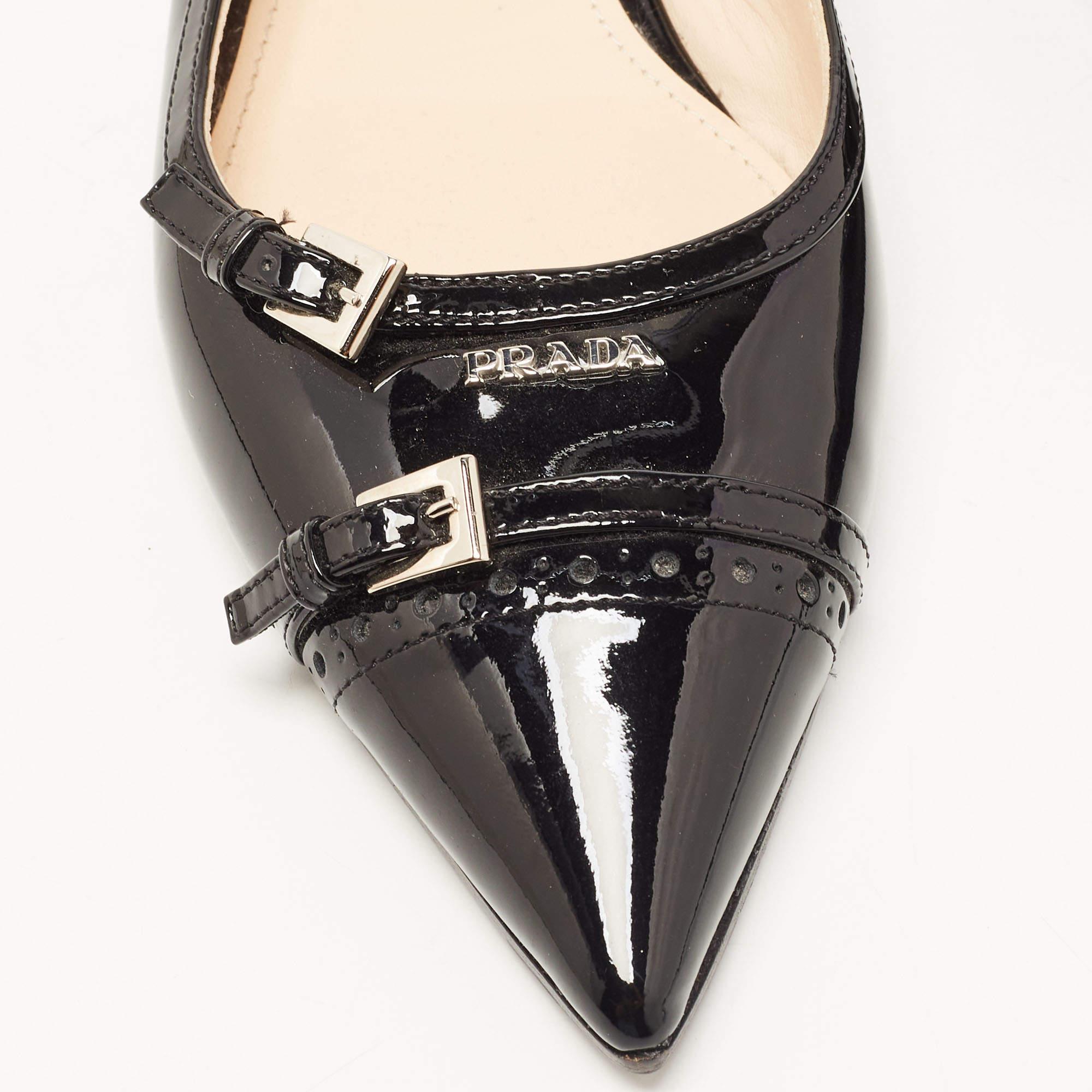 Prada Black Patent Leather Slingback Flats Size 36.5 3