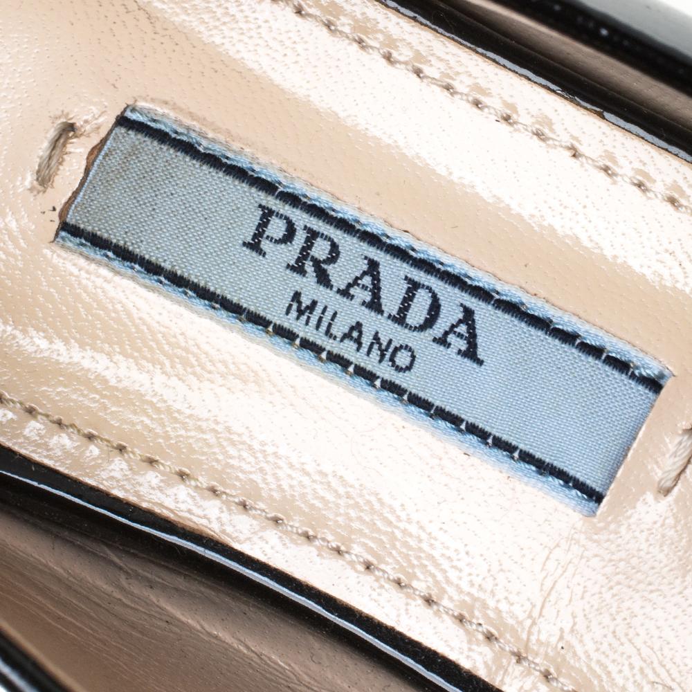 Prada Black Patent Leather Slip On Loafers Size 36.5 In Good Condition In Dubai, Al Qouz 2