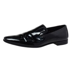 Prada Black Patent Leather Smoking Slippers Size 43