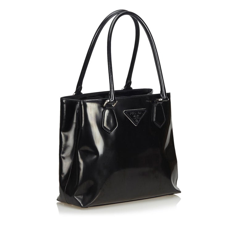 Prada Black Patent Leather Tote Bag at 1stdibs