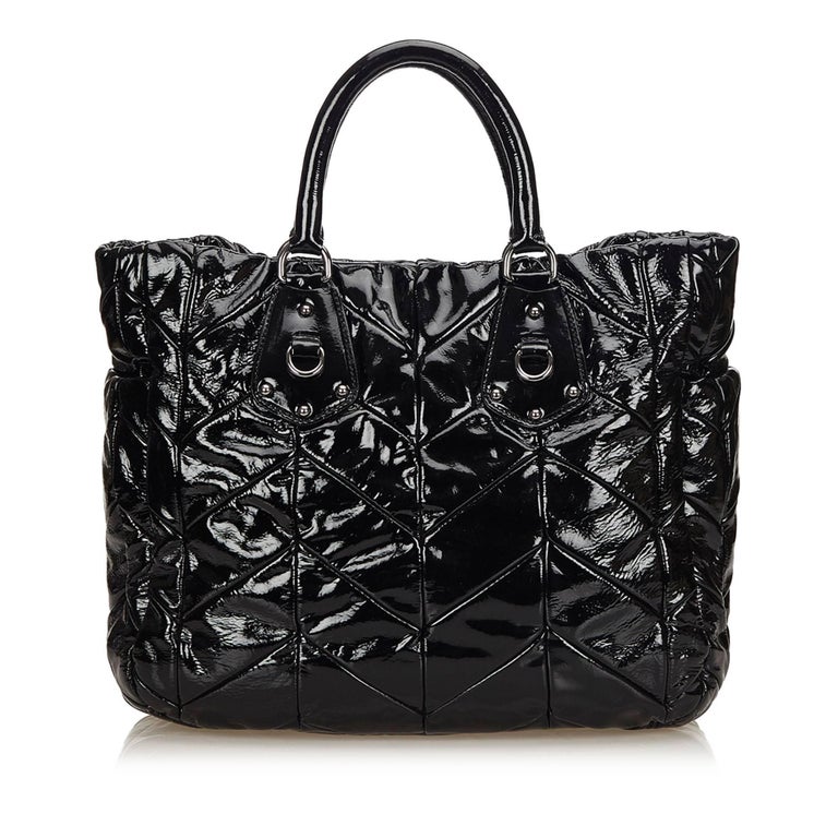 Prada Black Patent Leather Tote Bag at 1stDibs