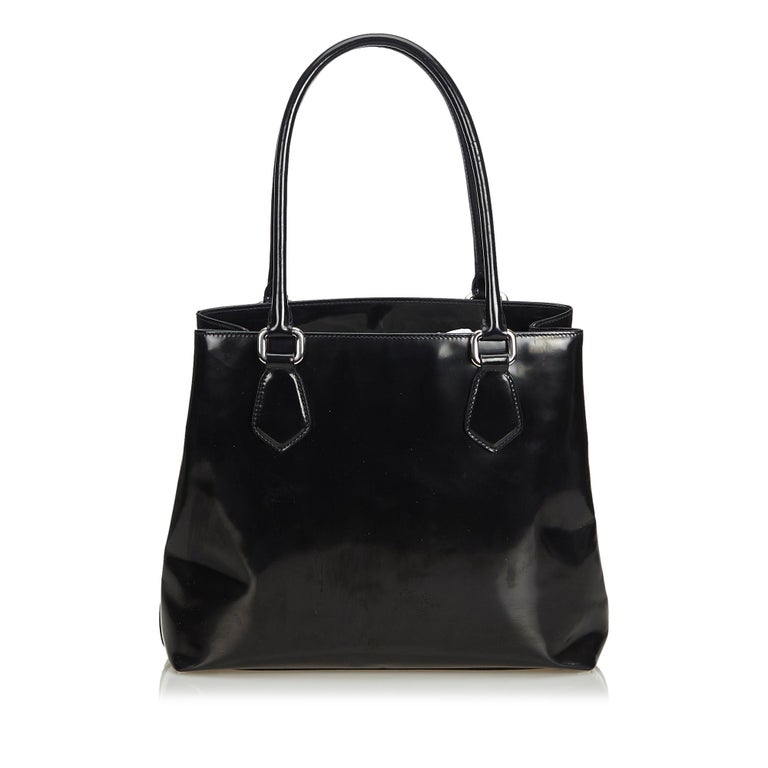 Prada Black Patent Leather Tote Bag at 1stdibs