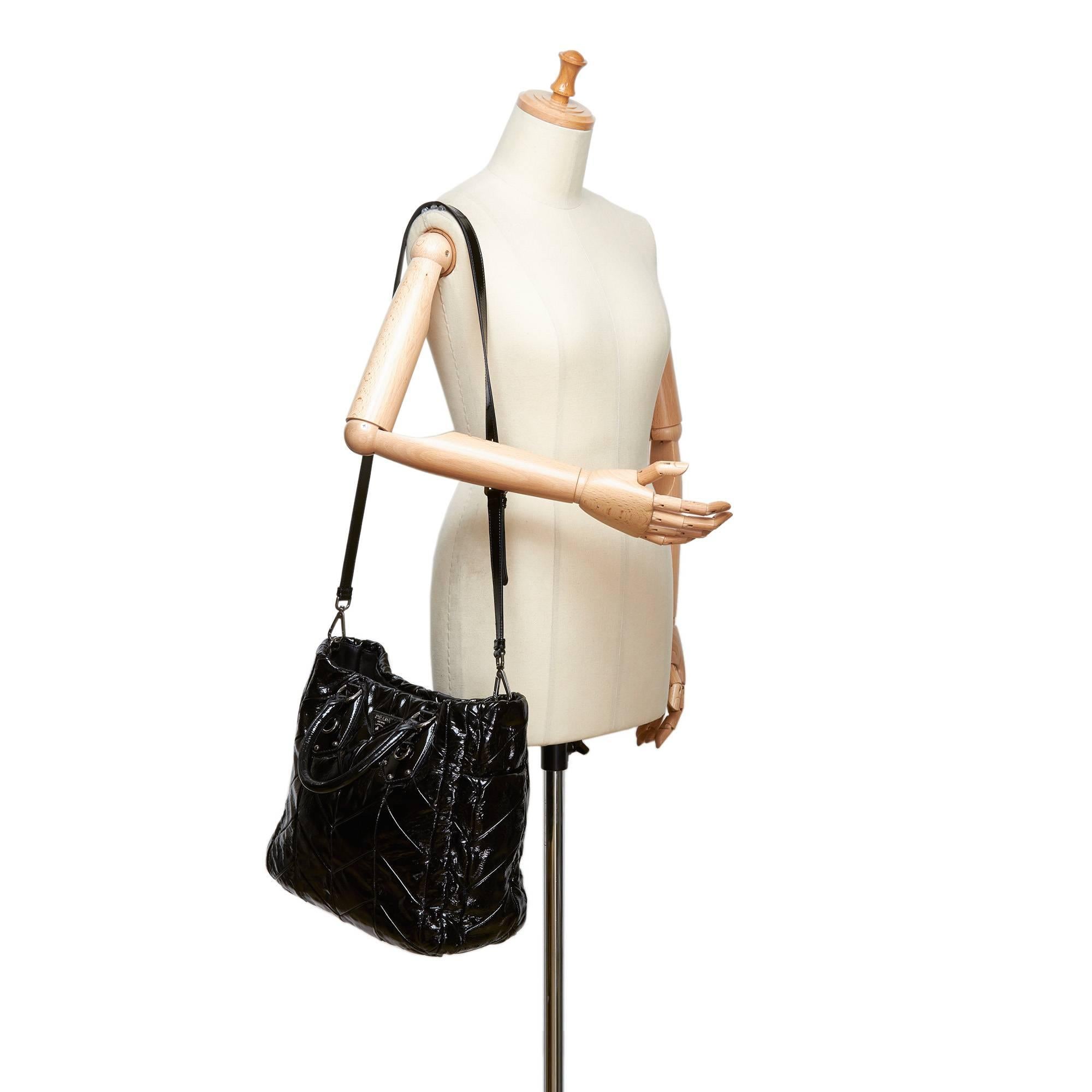 Prada Black Patent Leather Tote Bag 4