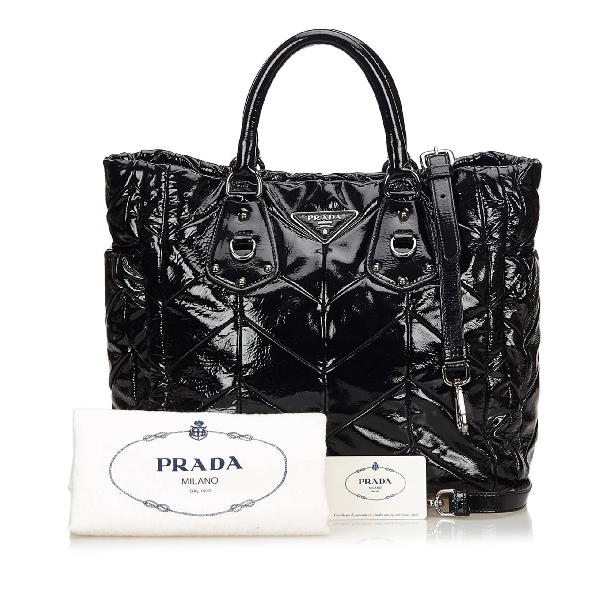Prada Black Patent Leather Tote Bag 5