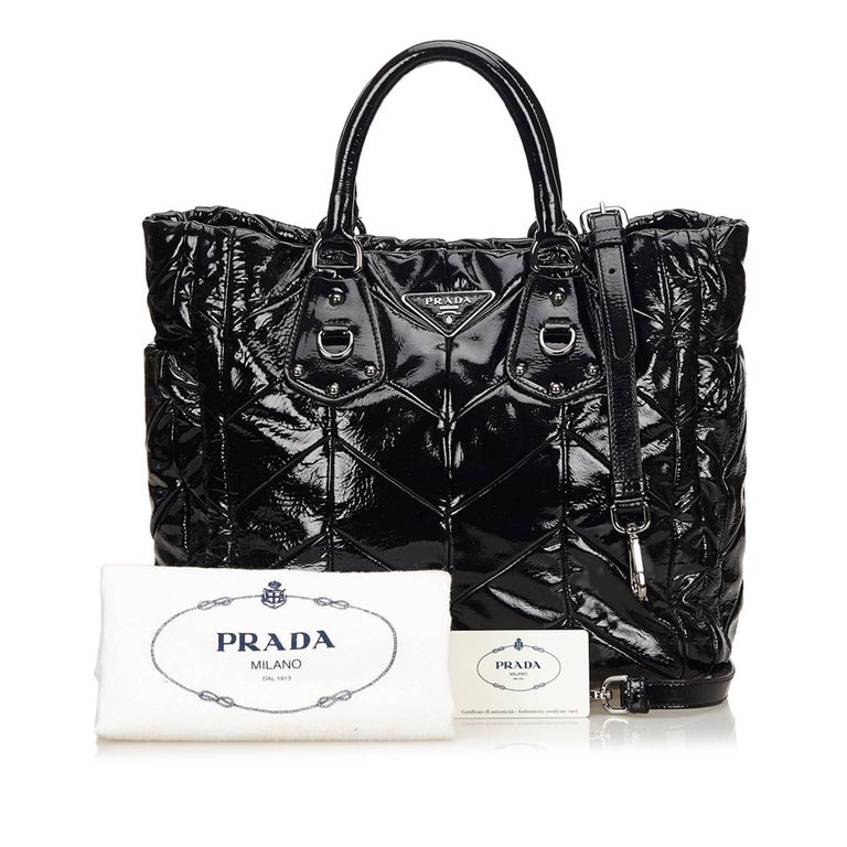 Prada Black Patent Leather Tote Bag For Sale at 1stdibs