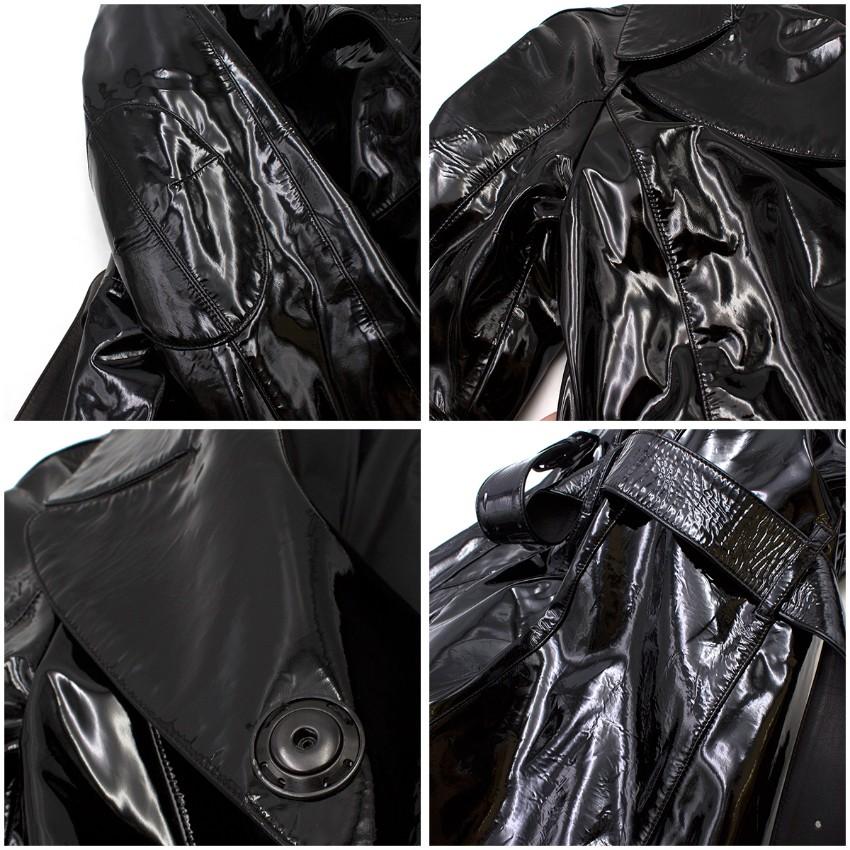 Prada Black Patent Leather Trench Coat XS 3