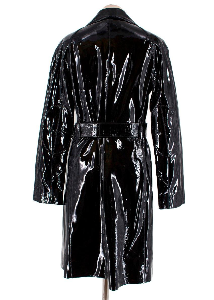 black patent leather raincoat