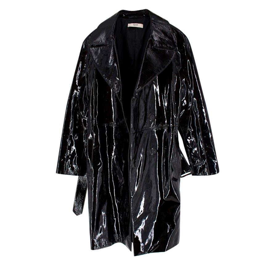 black patent leather raincoat