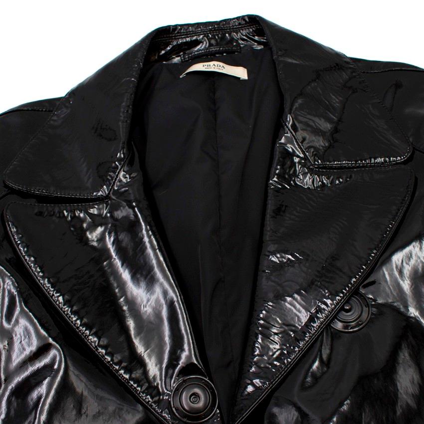 Prada Black Patent Leather Trench Coat XS In Good Condition For Sale In London, GB