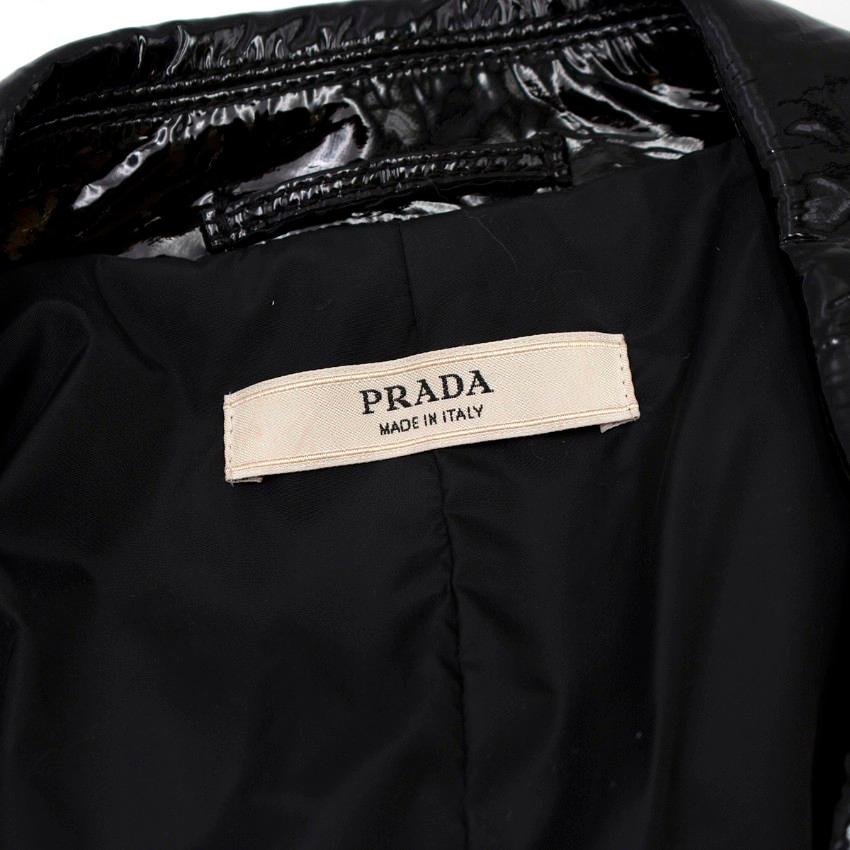 Women's Prada Black Patent Leather Trench Coat XS For Sale