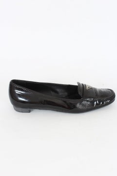 Prada Black Patent Leather Vintage Moccasins Shoes 90s