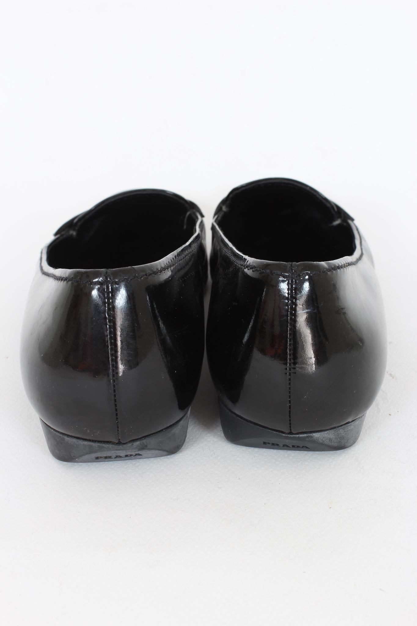 Prada Black Patent Leather Vintage Moccasins Shoes 90s 4