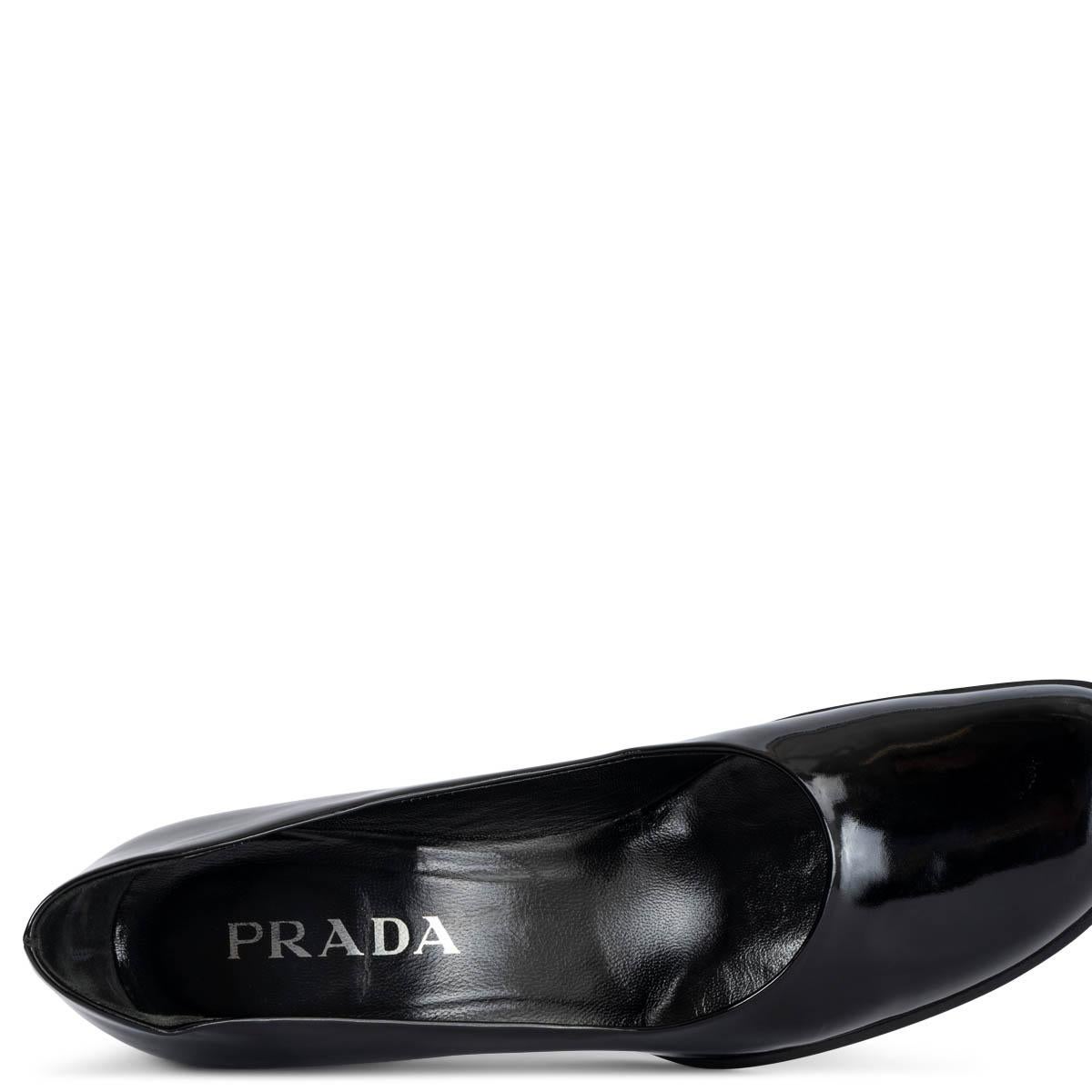 PRADA black patent leather VINTAGE Pumps Shoes 37.5 4