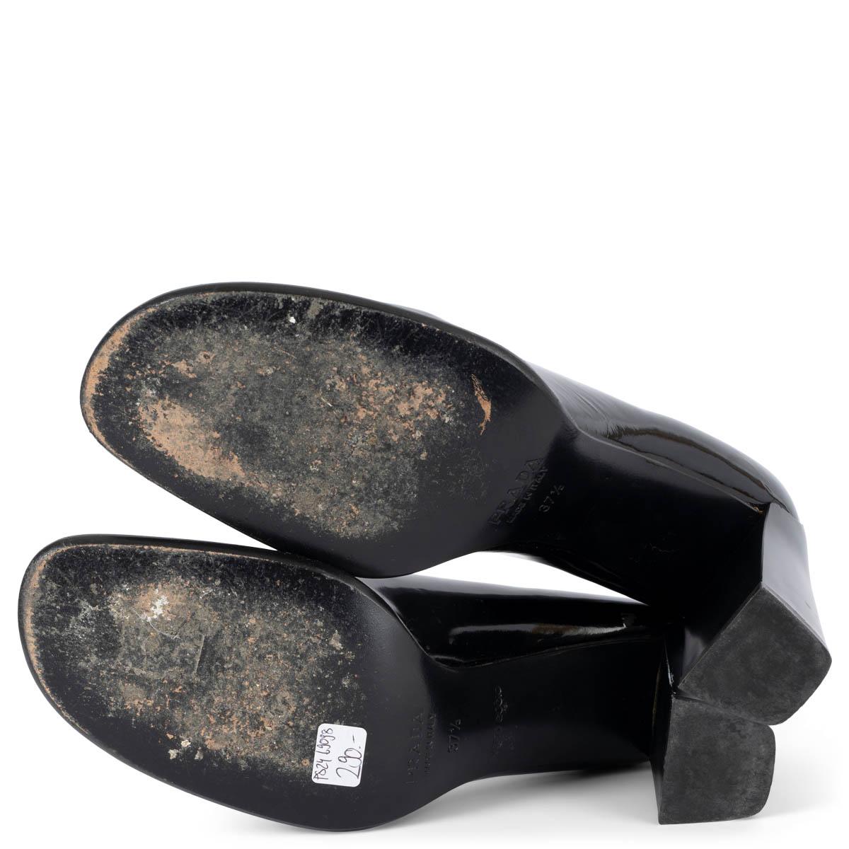 PRADA black patent leather VINTAGE Pumps Shoes 37.5 5