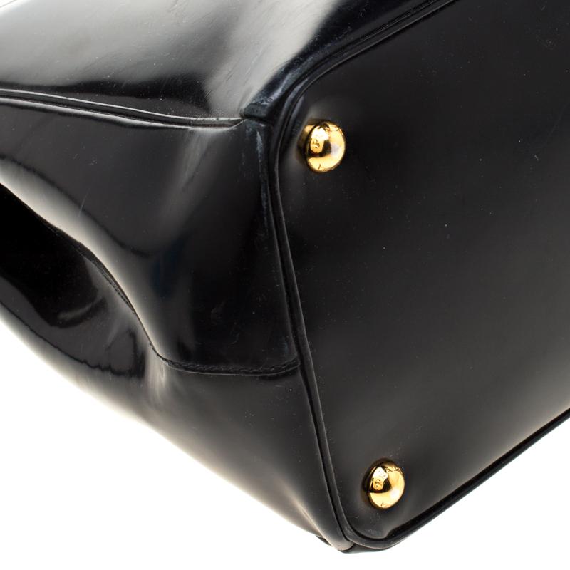 Prada Black Patent Spazzolato Leather Large Double Zip Tote 3