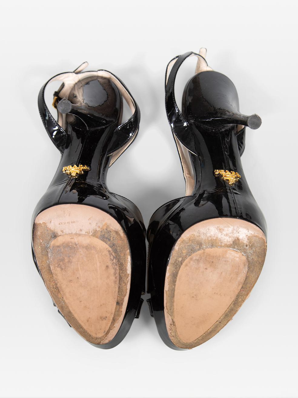Prada Schwarzes Patent Riemchen Slingback Sandalen Größe IT 41 Damen im Angebot