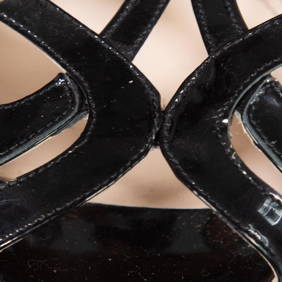 Prada Schwarzes Patent Riemchen Slingback Sandalen Größe IT 41 im Angebot 1