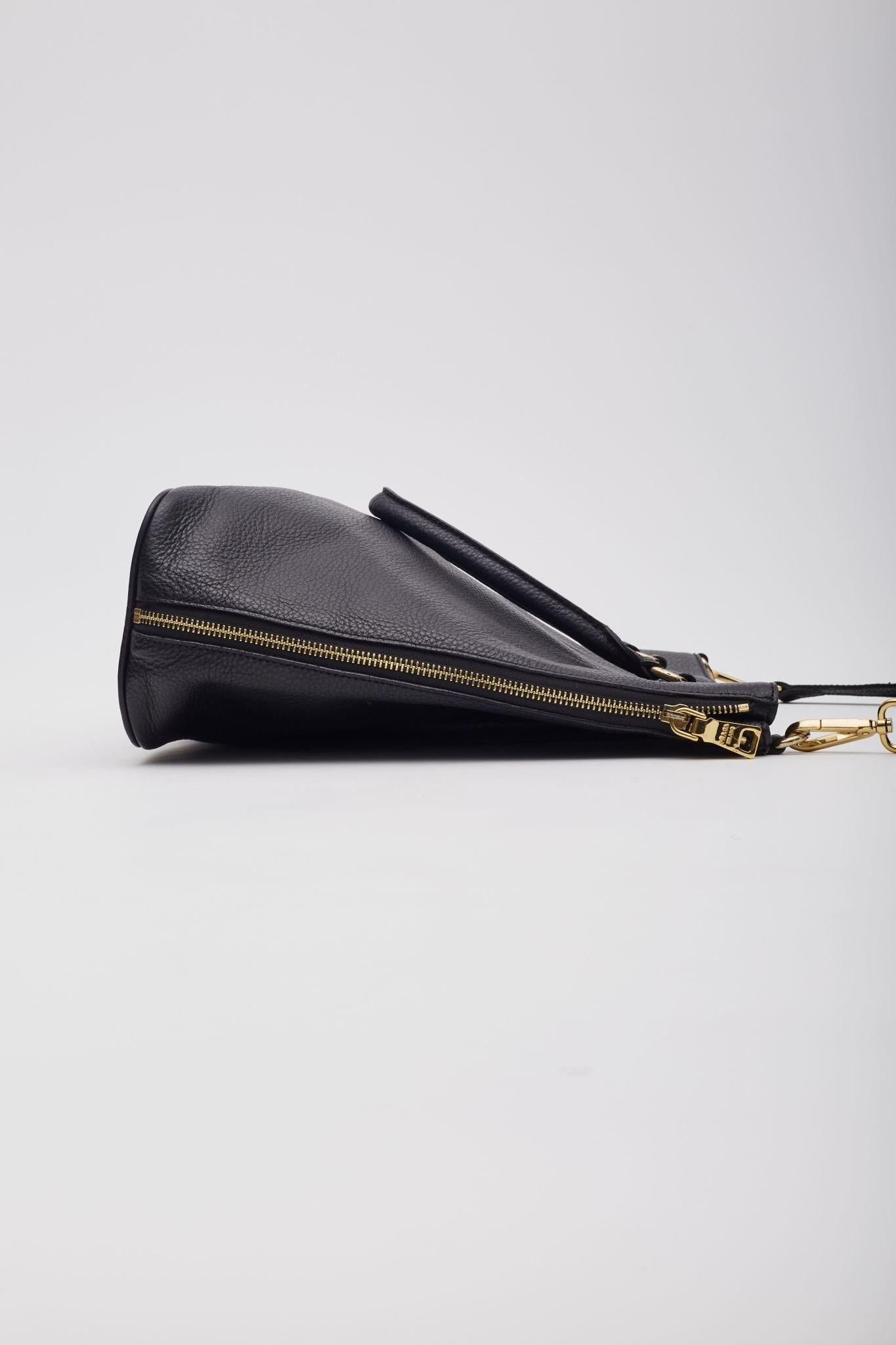 Prada Black Pebbled Vitello Daino Shopper Tote Large 3