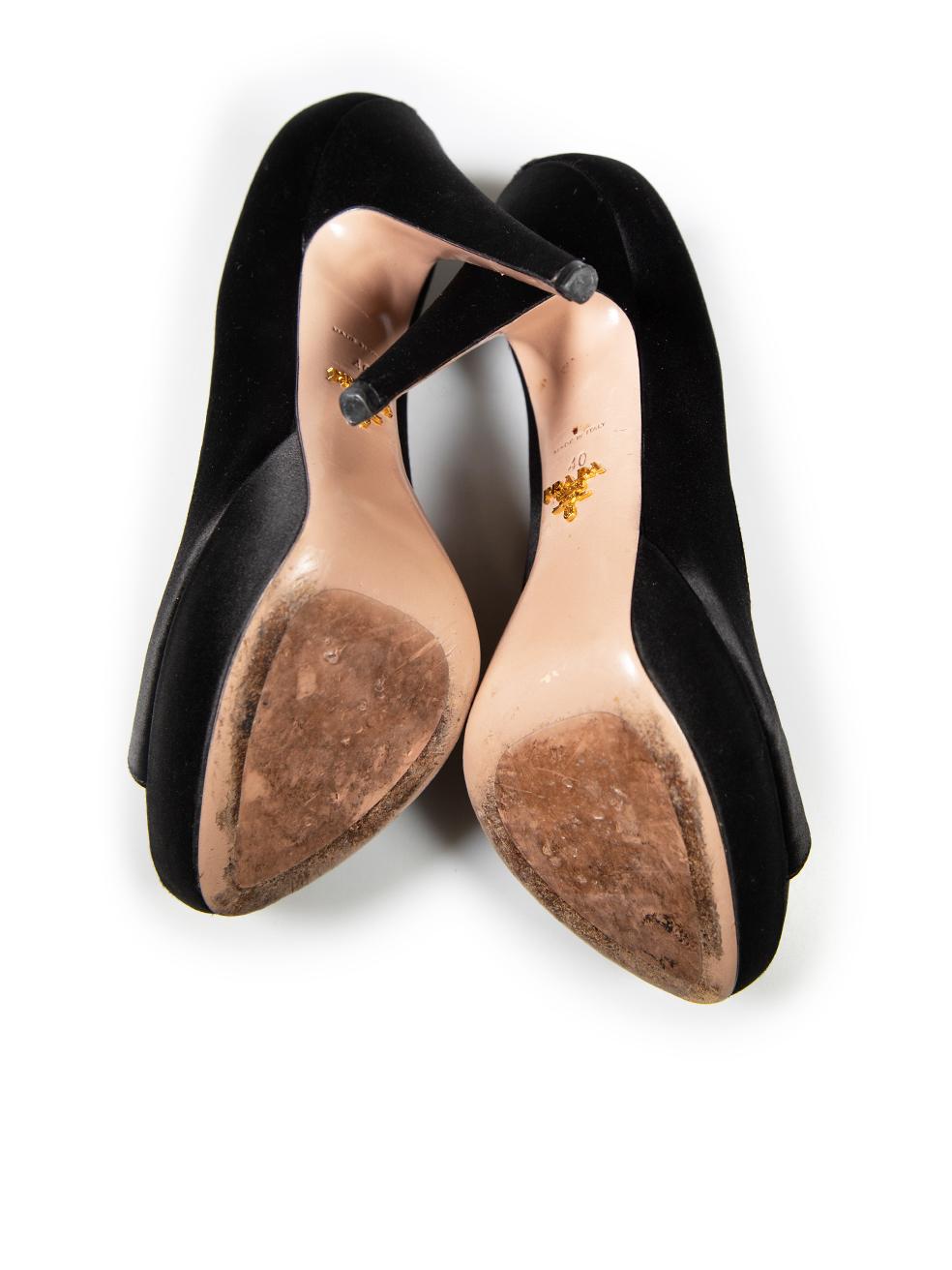 Prada Schwarz Peep Toe Satin Heels Größe IT 40 Damen