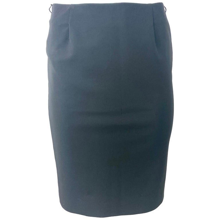 Prada Black Pencil Skirt, Size 40 For Sale at 1stDibs