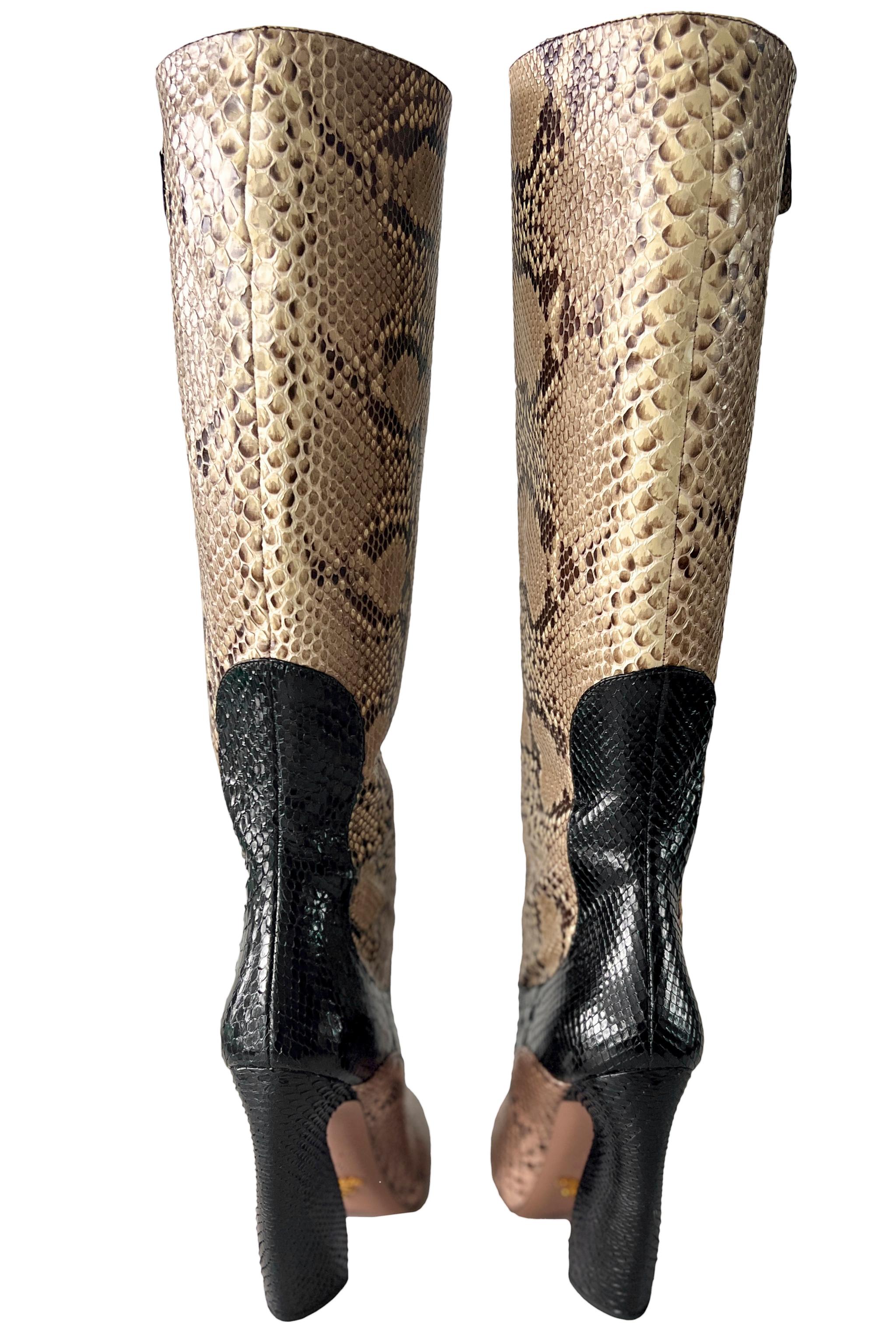 Prada Black, Pink, And Natural Snakeskin Boots 2011 1