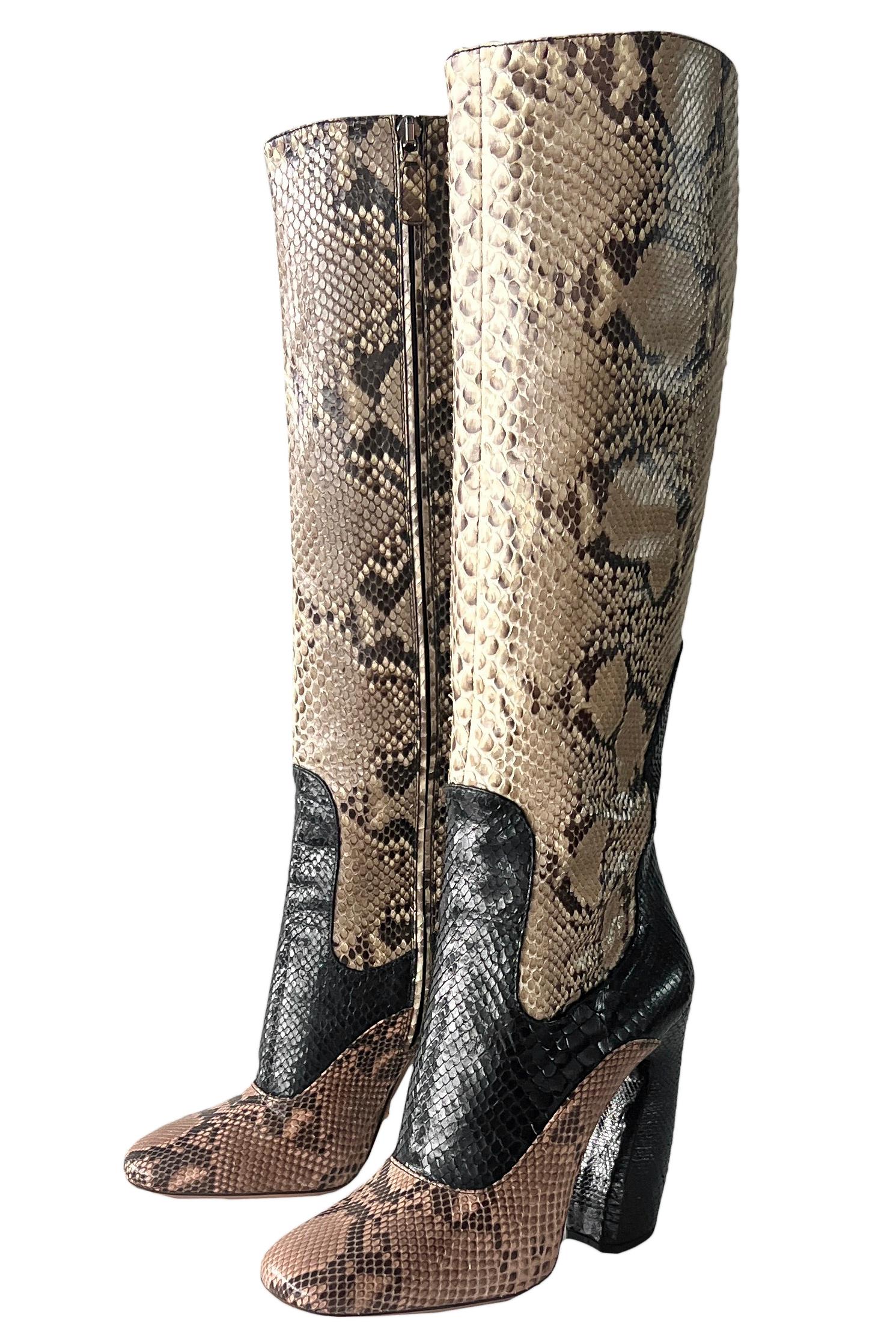 Prada Black, Pink, And Natural Snakeskin Boots 2011 2
