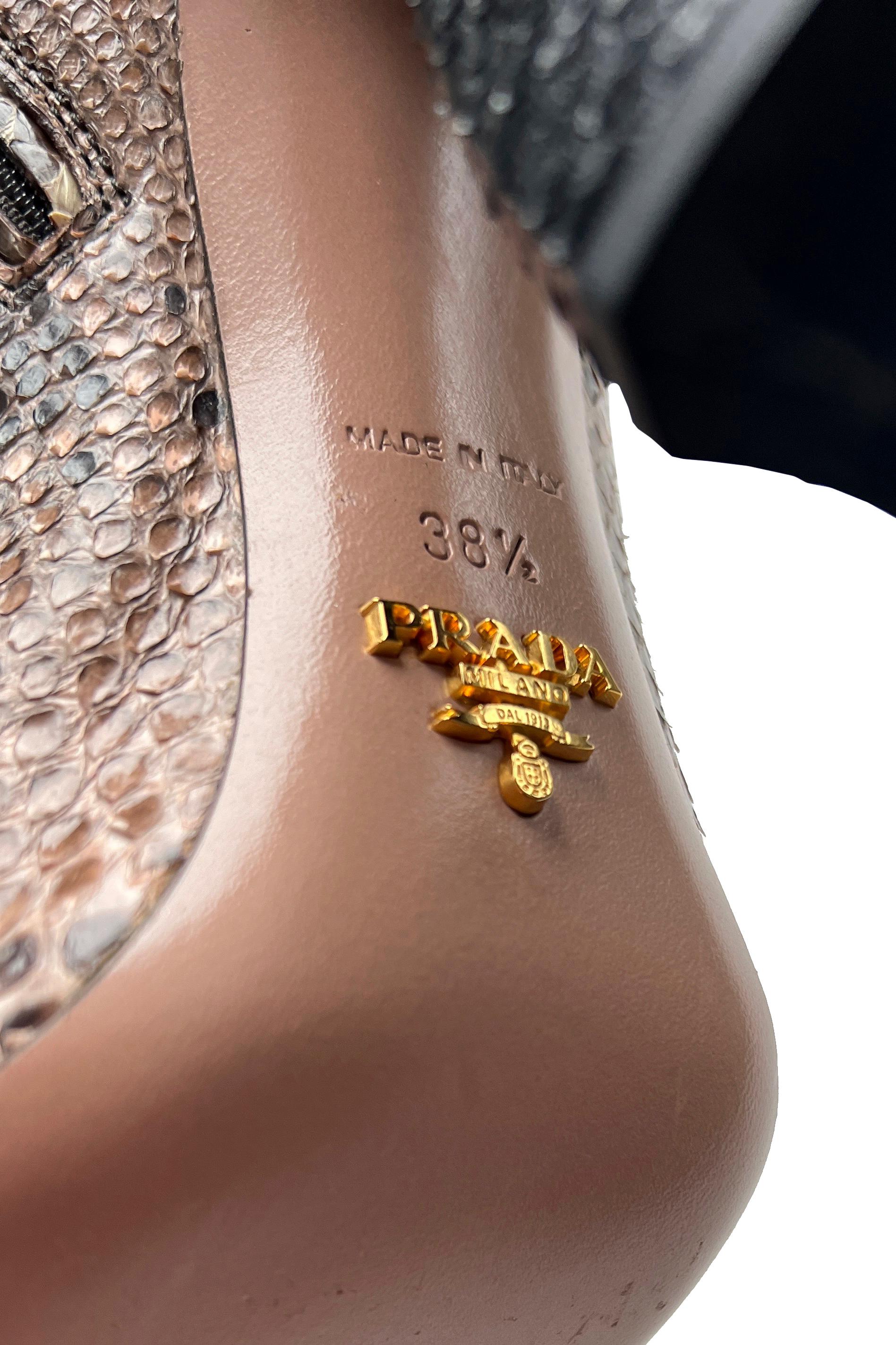 Prada Black, Pink, And Natural Snakeskin Boots 2011 3