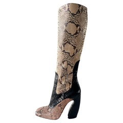 Prada Black, Pink, And Natural Snakeskin Boots 2011