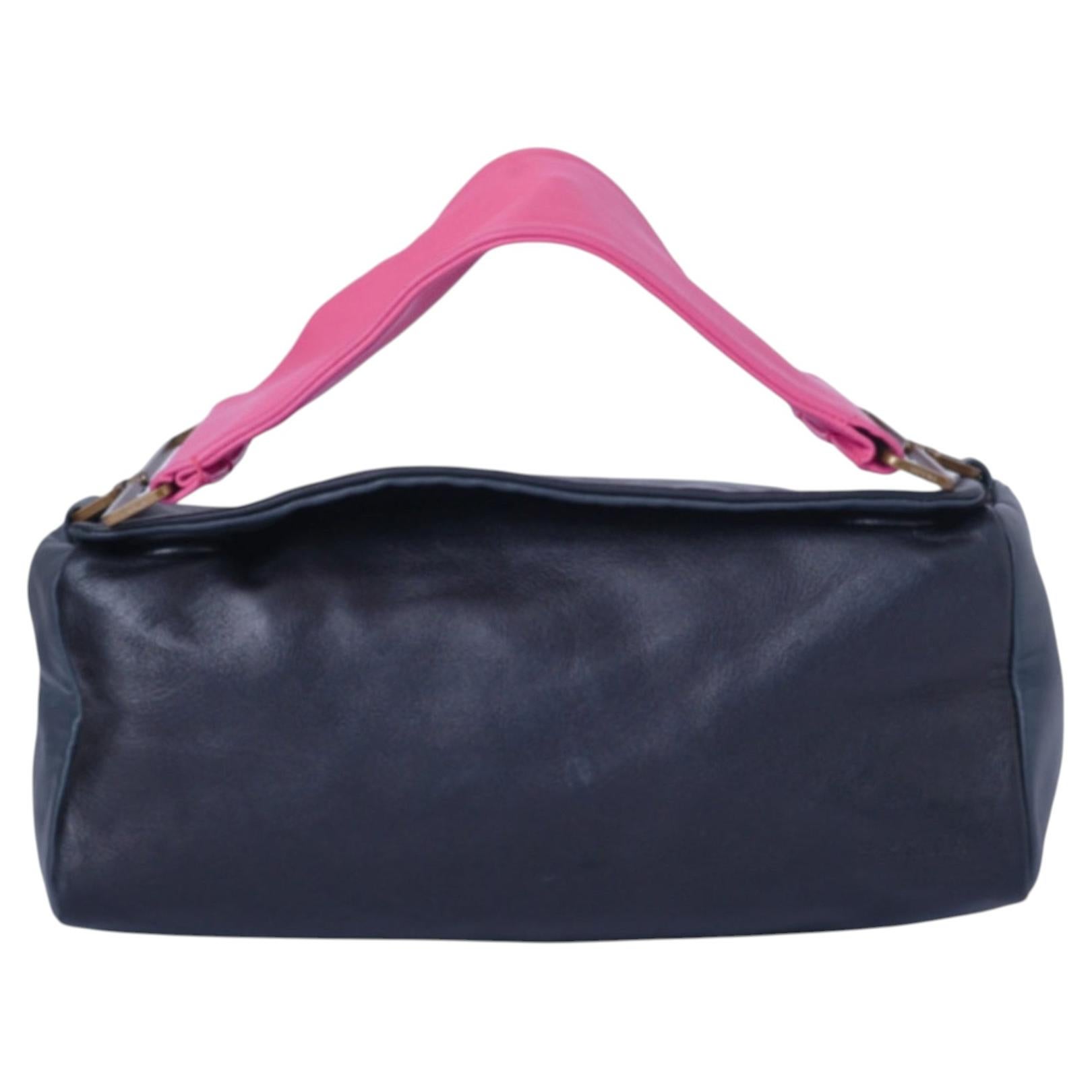 Prada Black Pink Nappa Leather Shoulder Bag -'00s For Sale